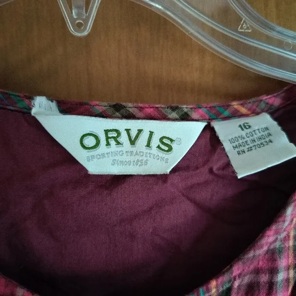 Vintage ORVIS Plaid Cotton Cottagecore Tradwife Homestead Dress with Pockets 16 - Picture 2 of 8